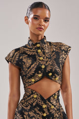 KAYLA BROCADE SLEEVELESS BLOUSE