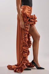 LOOK AT ME GO SATIN HIGH LOW SKIRT
