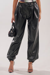 ON TOP OF IT FAUX LEATHER TROUSER