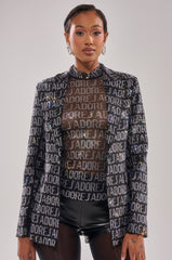 J'ADORE EMBELLISHED MESH TOP