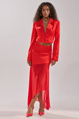 RED HOT ASYMMETRICAL MIDI SKIRT