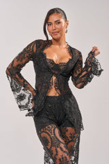 SUPER LUXE LACE TIE-FRONT BLOUSE