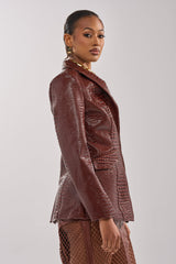NEW FLAME EMBOSSED PATENT BLAZER