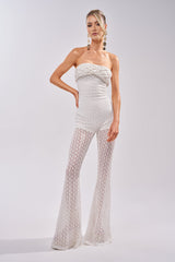 CONCERT BRAT BRAIDED LACE JUMPSUIT IN WHITE