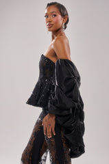 MORE THAN ENOUGH SATIN SHRUG IN BLACK
