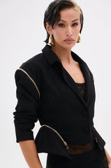 ZIPPED UP PEPLUM BLAZER