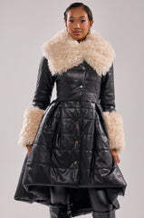 MIDTOWN PEPLUM PUFFER IN FAUX LEATHER