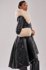 MIDTOWN PEPLUM PUFFER IN FAUX LEATHER