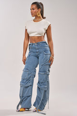 CHECK OUT THE BACK CUTOUT RELAXED DENIM
