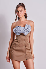 OH DARLING FLORAL APPLIQUE POPLIN MINI DRESS