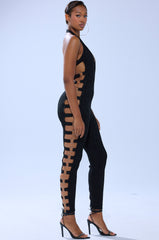 NOT FOR EVERYONE CUTOUT LACE JUMPSUIT