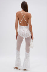 KEEP ON WALKIN MESH JUMPSUIT IN WHITE
