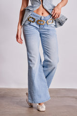 WON'T LOSE MYSELF WIDE-LEG BLUE DENIM