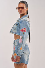 LOTTIE EMBROIDERED DENIM JACKET