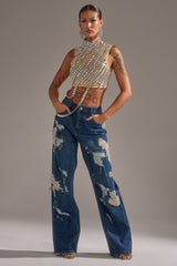 LETS GO BABY DISTRESSED DENIM
