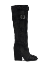 AZALEA WANG ALLONAS BLACK KNEE HIGH CHUNKY BOOT