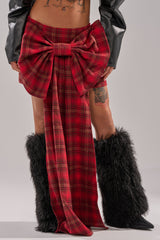 LOVELY DAYS PLAID BOW MINI SKIRT
