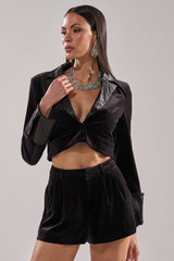 SWEET ON YOU CROPPED VELVET BLAZER