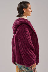 COZY CROCHET HOODED CARDIGAN