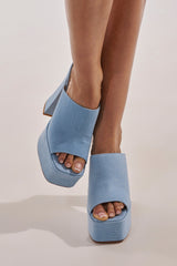 AKIRA GOLD FIKILE DENIM CHUNKY SANDAL