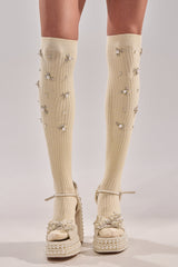 COCO EMBELLISHED SOCKS IN CREAM