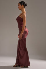 RUNAWAY SATIN MESH MAXI DRESS