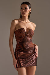 ON THE MOVE BRONZE MINI DRESS