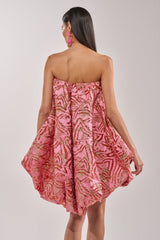 LOVER GIRL BROCADE BUBBLE DRESS IN PINK