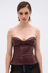 WHATEVER SHE WANT FAUX LEATHER CORSET