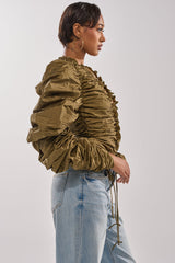IN IT TO WIN IT RUCHED BLOUSE