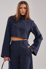 STRICTLY BUSINESS PINSTRIPE BLOUSE