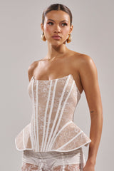 JUST A GIRL LACE CORSET IN WHITE