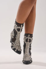 AKIRA GOLD GRANDEUR BLACK EMBELLISHED COCKTAIL BOOTIE