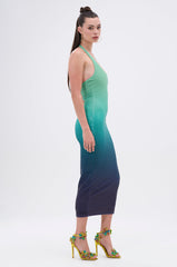 UNDER THE SEA RHINESTONE OMBRE MIDI DRESS