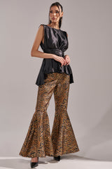 GET IN MOTION BROCADE FLARE TROUSER