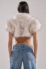 LUXE LIFE FAUX FUR SHAWL IN WHITE
