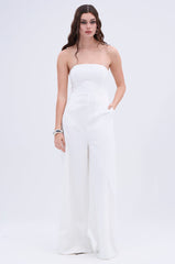 BIG BOSS ENERGY WIDE LEG JUMPSUIT IN WHITE