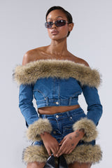 FLUFFY OFF THE SHOULDER LONG SLEEVE TOP