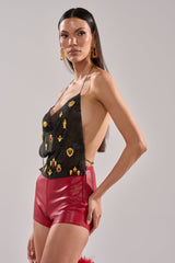 GILDED MESH HALTER TOP