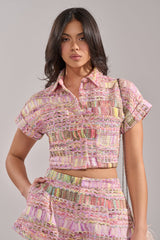 VERONICA TWEED PLAID BLOUSE