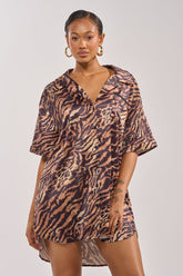 DON'T MAKE A SOUND PRINTED MINI DRESS IN TIGER