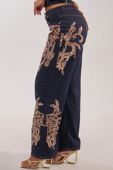 MALIBU EMBELLISHED WIDE LEG DENIM