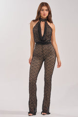 MAIN VIBE LACE JUMPSUIT IN BLACK