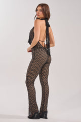 MAIN VIBE LACE JUMPSUIT IN BLACK