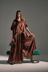 SHE'S RICH OVERSIZED SATIN JUMPSUIT IN CROC PRINT