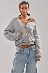 BEST OF BOTH WORLDS REVERSIBLE FUR SWEATSHIRT