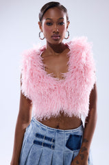 THINK ABOUT YOU ALL THE TIME FUR BLOUSE IN PINK