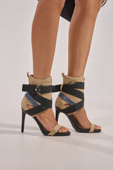 AZALEA WANG KIVA KHAKI STILETTO SPORTY SANDAL