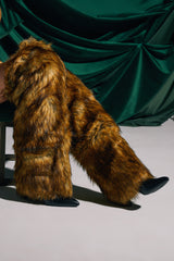 AZALEA WANG LANGLEYE BROWN THIGH HIGH FUR LUXE BOOT