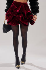 QUEEN VELVET RUFFLE SKIRT